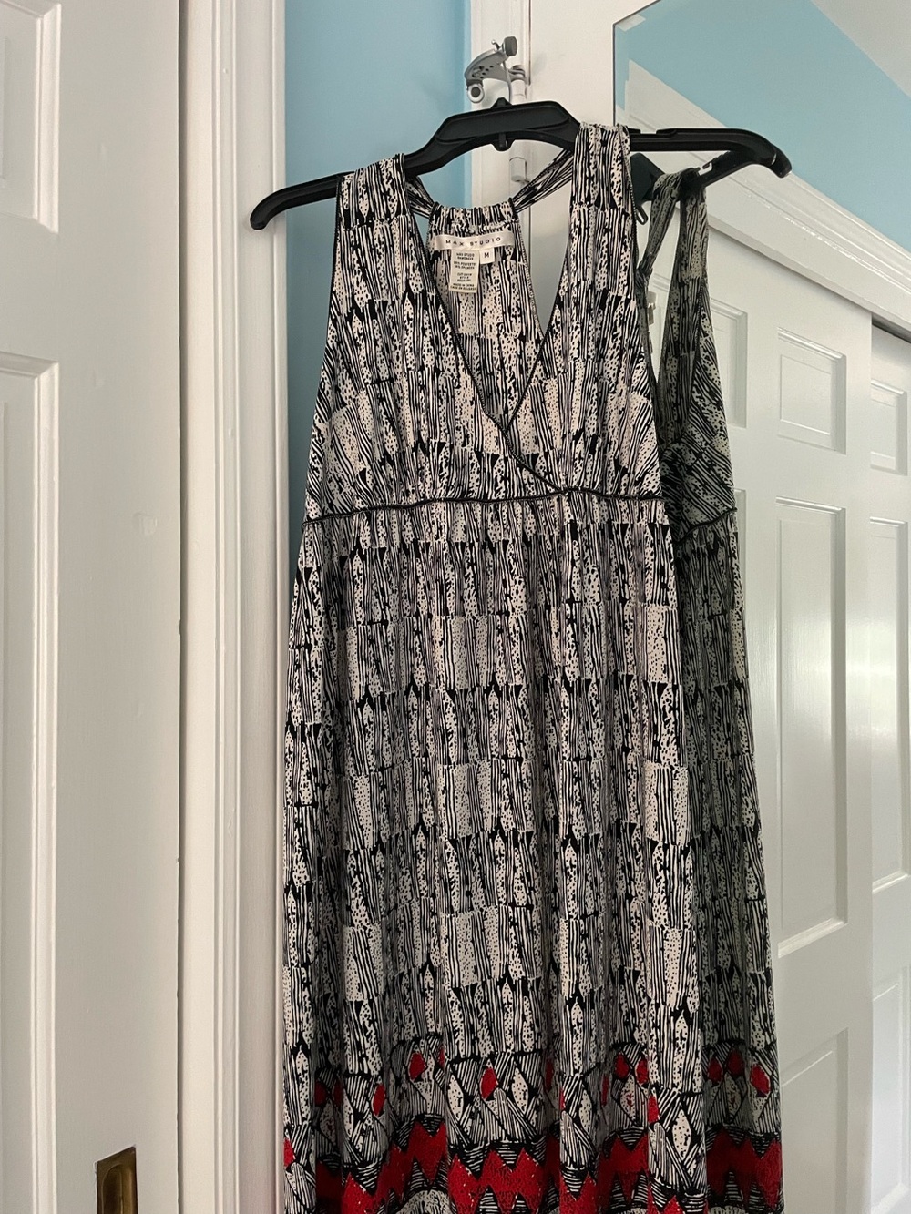 Max Studio Black and White Printed Halter Dress
